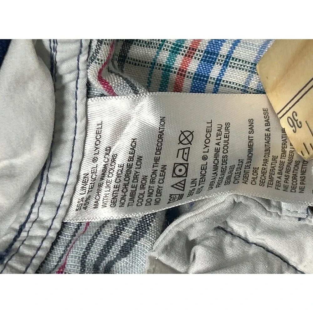 Tommy Bahama‎ Plaid Linen Blend Shorts Size 32 Blue Red White Casual